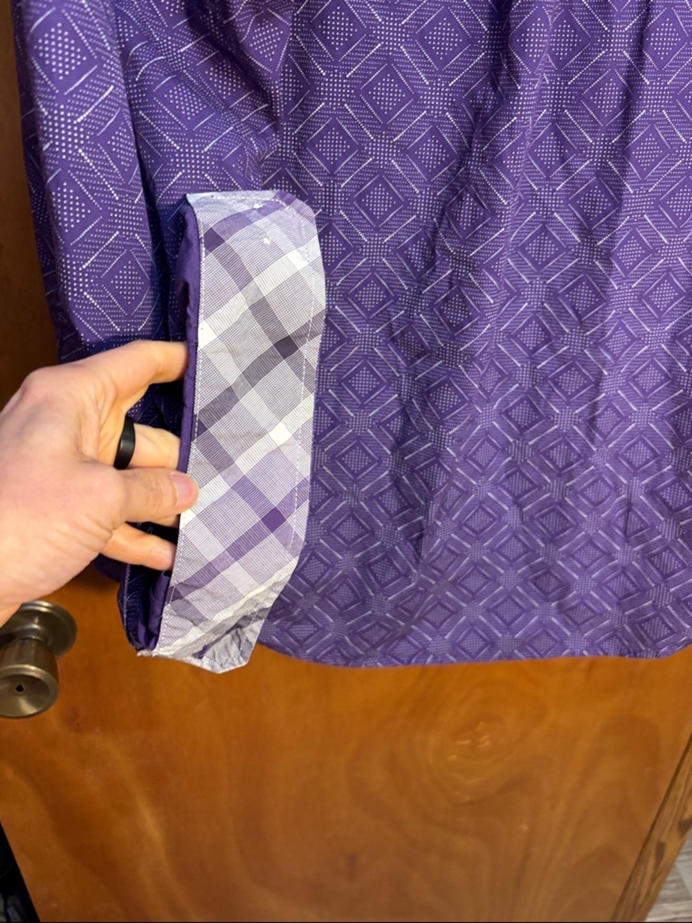 Cinch Purple Diamond-Pattern Long Sleeve Button-Down Shirt - Picture 5 of 7